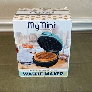 MyMini Teal Waffle Maker Brand New In Box, Never opened. 5inch waffles